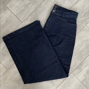 Banana Republic Women's Dark Blue Pleated Wide Leg Denim Jeans, 29/8